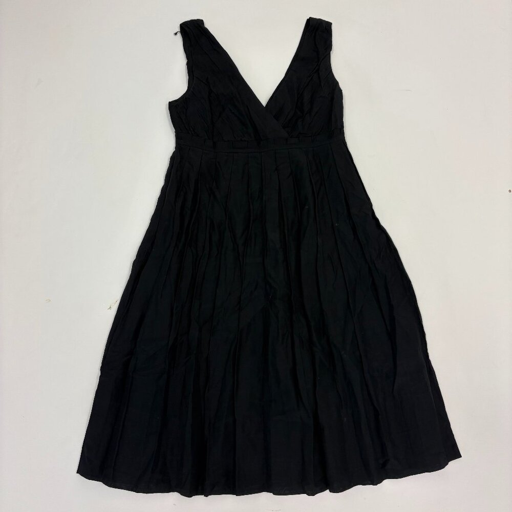 Gap Black Pleated V-neck Business Casual Mini Dress